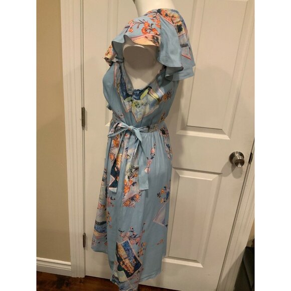 Maeve Anthropologie Blue Floral & Toucan Dress, Size 0 (US) - Picture 4 of 9